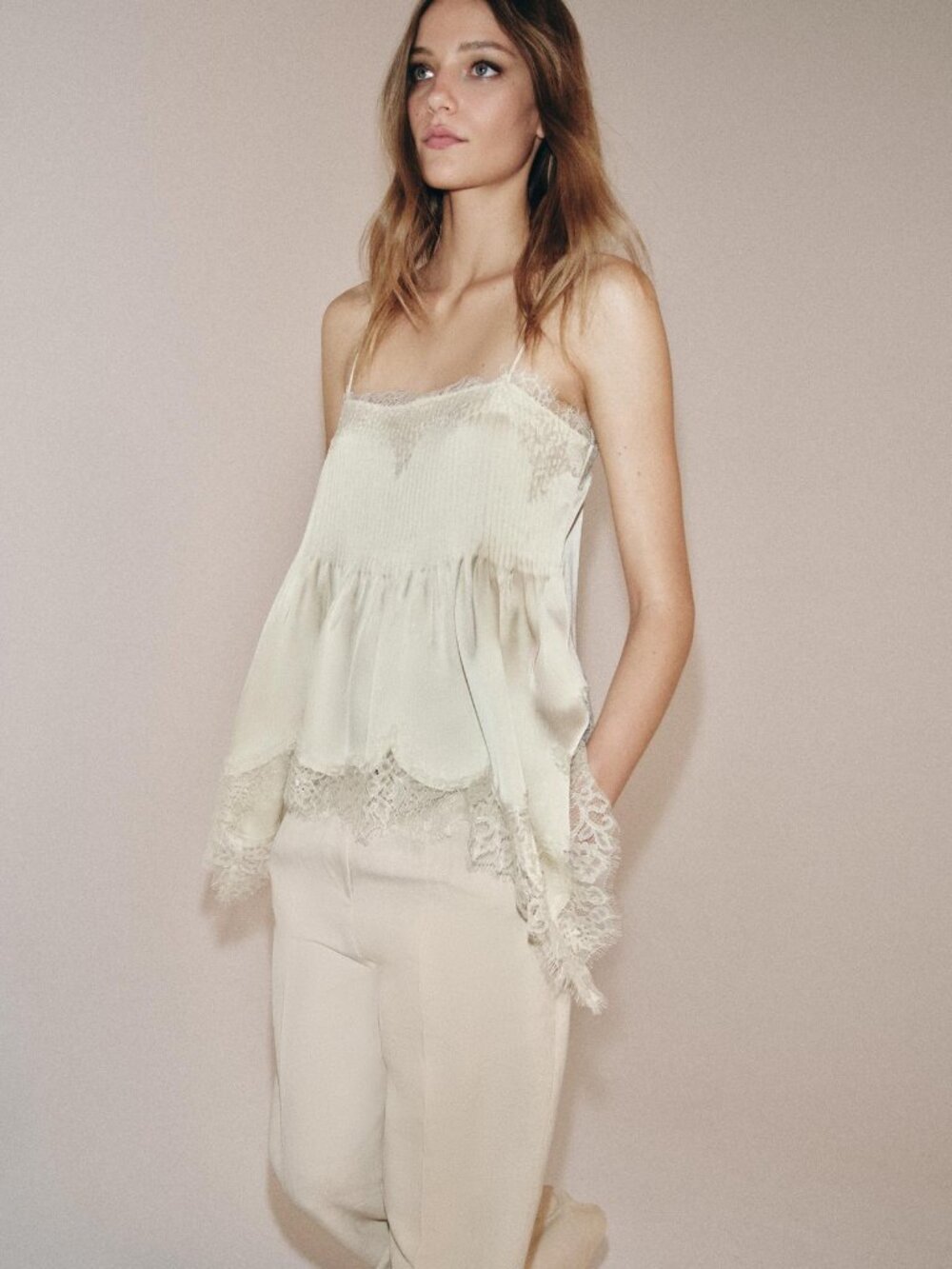 Zara Woman Collection Satin and Lace Camisole Top Large NWT
